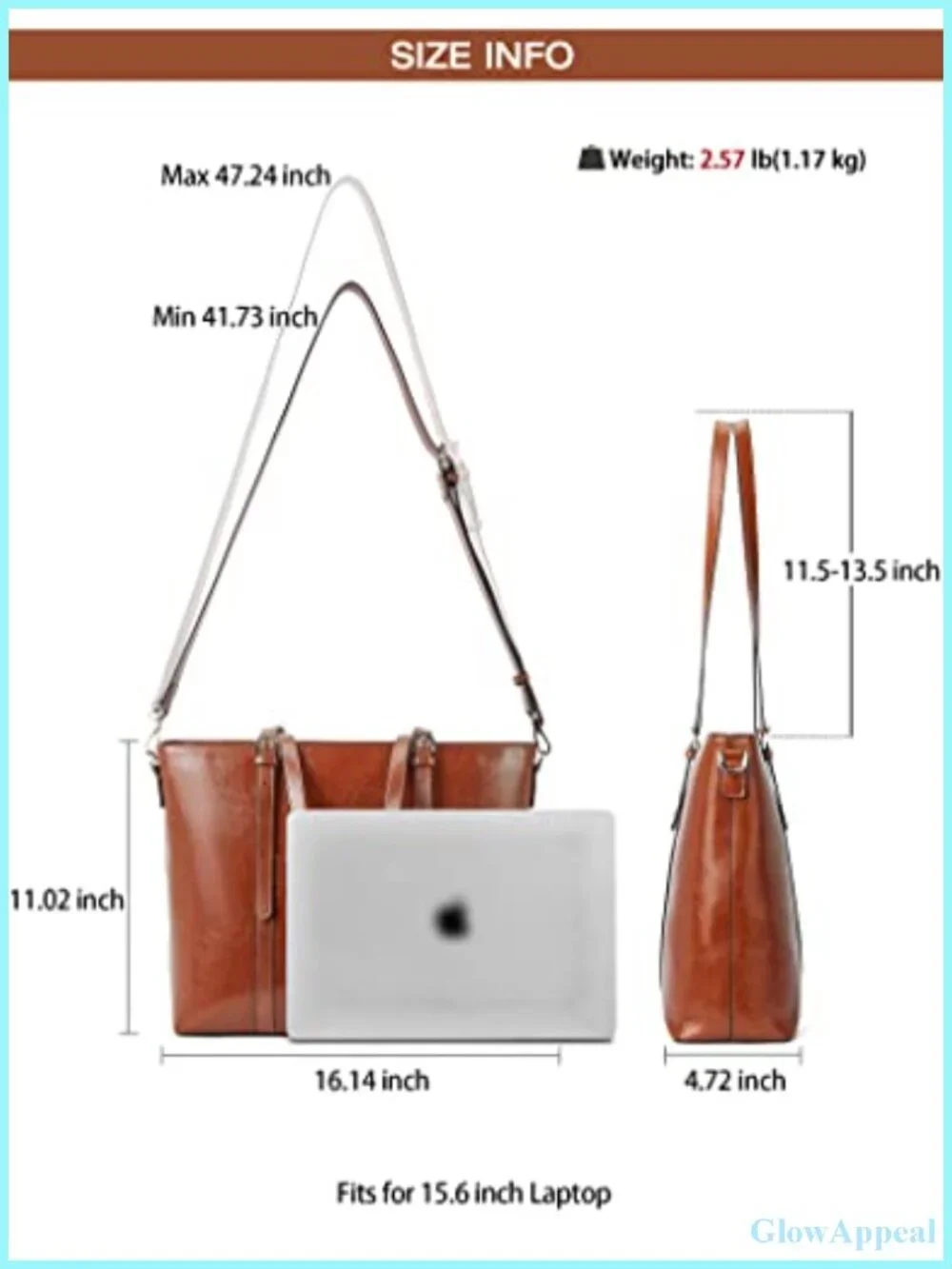 Genuine Leather Laptop Bag Work Tote Satchel Briefcase 15.6 Inch